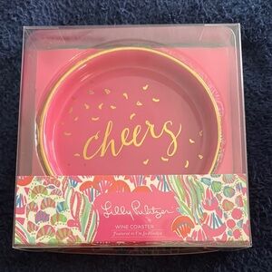 Lilly Pulitzer Pink and Gold Cheers Coaster